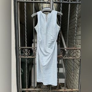 Sara Campbell Sleeveless Asymmetrical Stripe Stretch Linen Dress